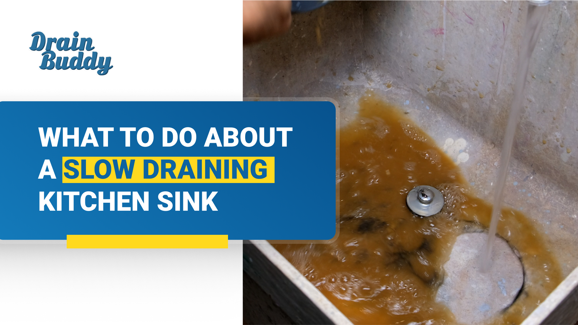 What to do about a slow draining kitchen sink. Clogged sink with brown liquid.