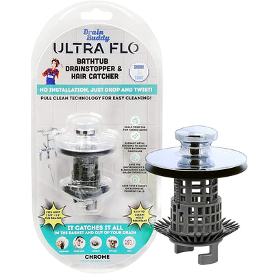 Drain Buddy Tub Ultra Flo 2-in-1 Tub Stopper and Hair Catcher