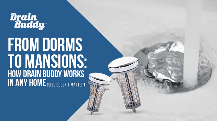 Drain Buddy universal sink strainer – fits any home, from small dorms to large houses.