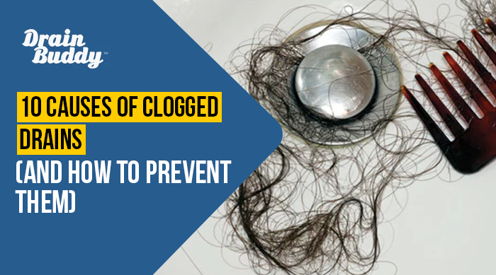 Shower drain hair tangle causing blockage — learn prevention with Drain Buddy