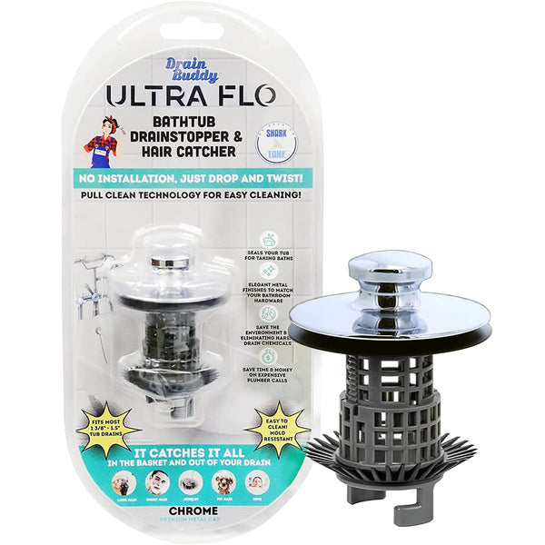 Drain Buddy Ultra Flo 2-in-1 Tub Stopper and Hair Catcher